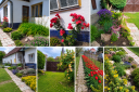 Koláž zahrady a domu poskládaná z fotografií
